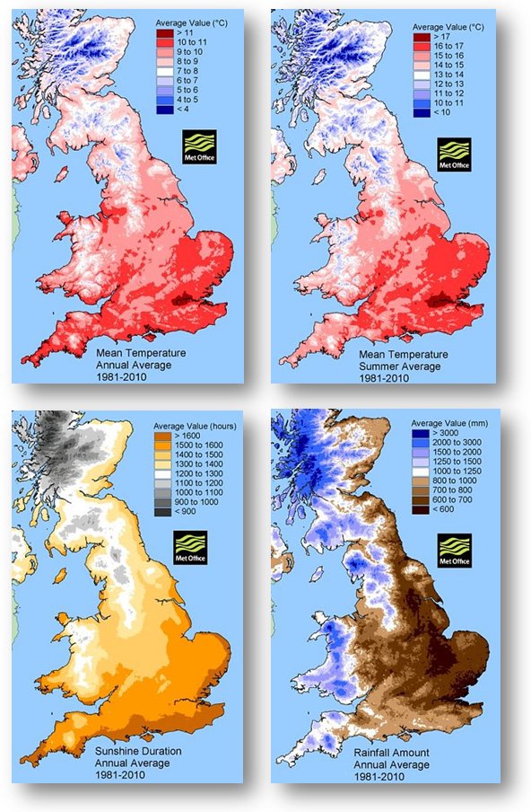 walking hiking england uk average temperature sunshine rainfall