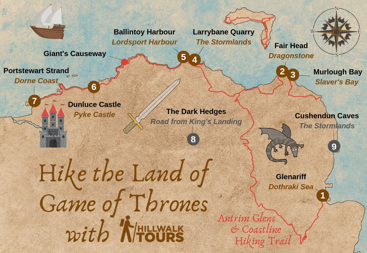 Game of Thrones map Northern Ireland